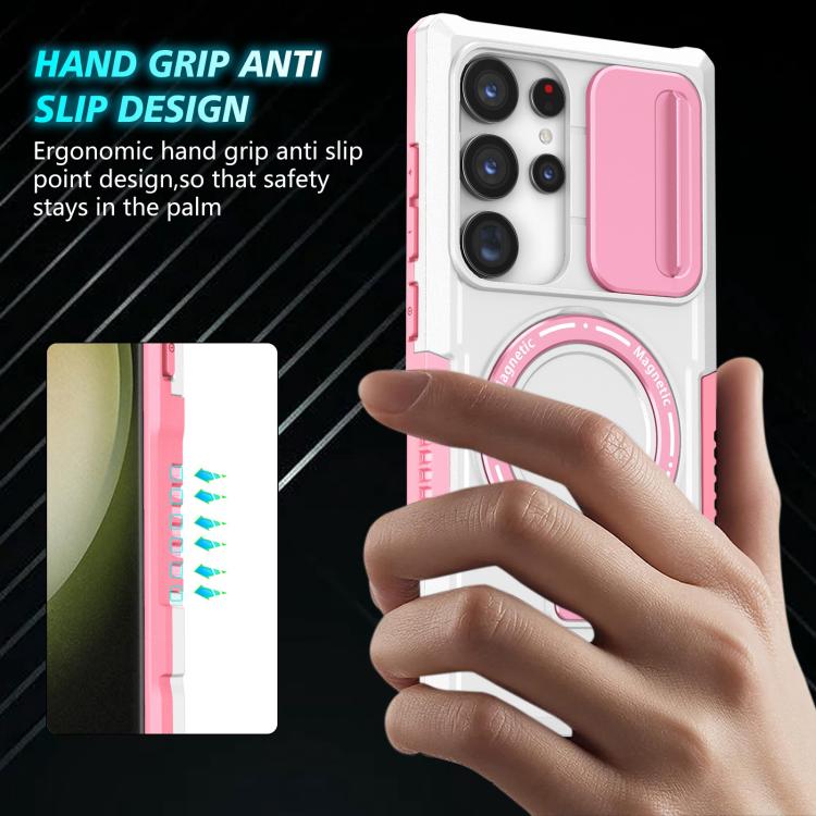 For Samsung Galaxy S24 Ultra 5G Sliding Camshield MagSafe Holder TPU Hybrid PC Phone Case