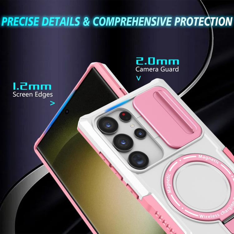 For Samsung Galaxy S24 Ultra 5G Sliding Camshield MagSafe Holder TPU Hybrid PC Phone Case