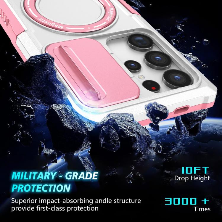 For Samsung Galaxy S24 Ultra 5G Sliding Camshield MagSafe Holder TPU Hybrid PC Phone Case