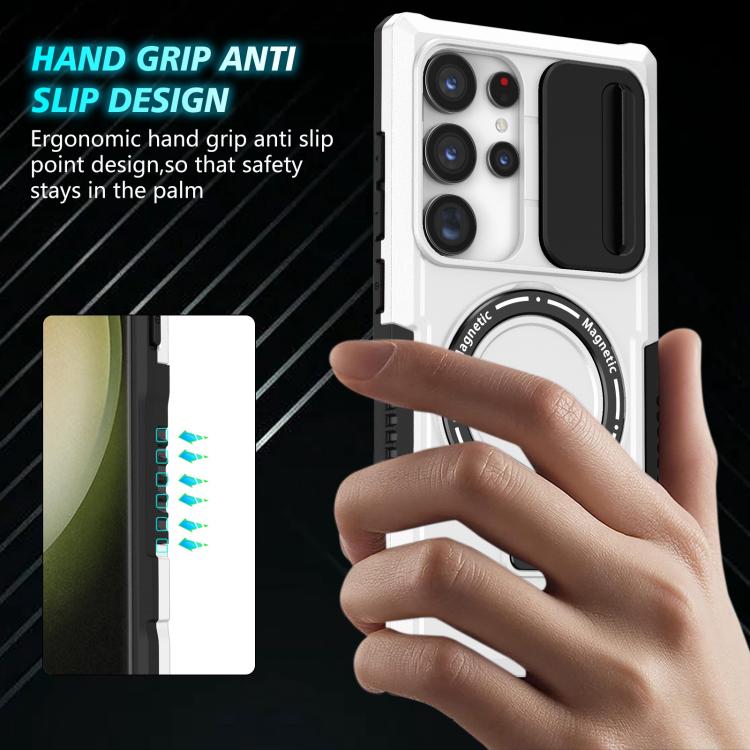 For Samsung Galaxy S24 Ultra 5G Sliding Camshield MagSafe Holder TPU Hybrid PC Phone Case