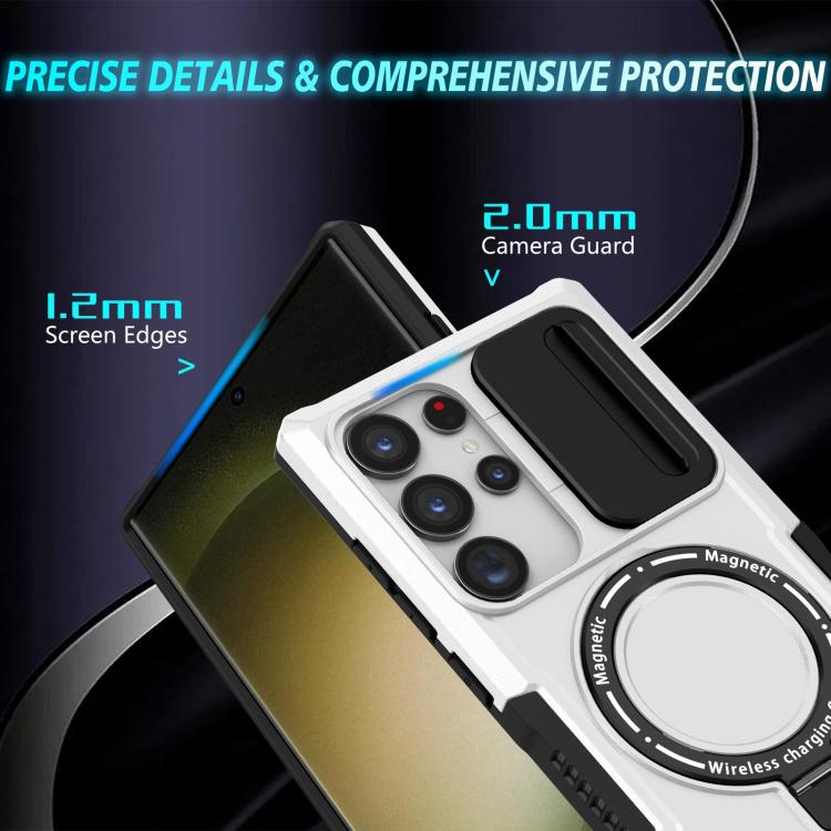 For Samsung Galaxy S24 Ultra 5G Sliding Camshield MagSafe Holder TPU Hybrid PC Phone Case