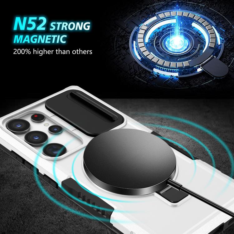 For Samsung Galaxy S24 Ultra 5G Sliding Camshield MagSafe Holder TPU Hybrid PC Phone Case