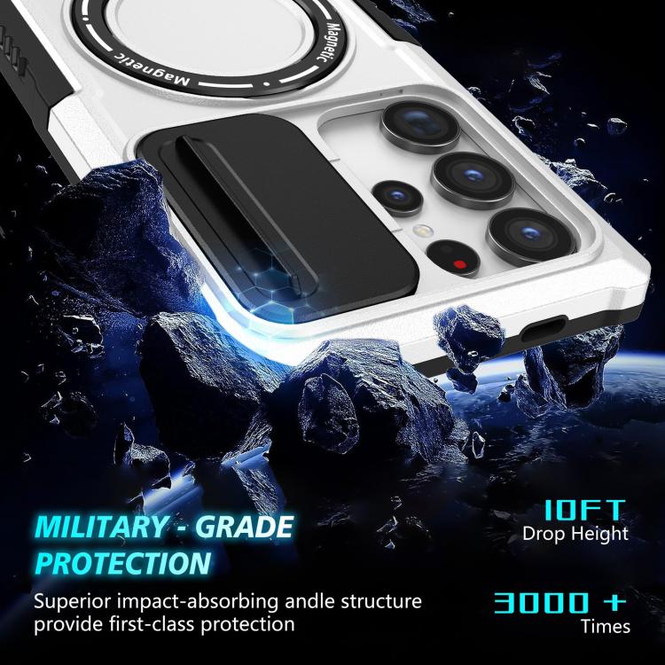 For Samsung Galaxy S24 Ultra 5G Sliding Camshield MagSafe Holder TPU Hybrid PC Phone Case