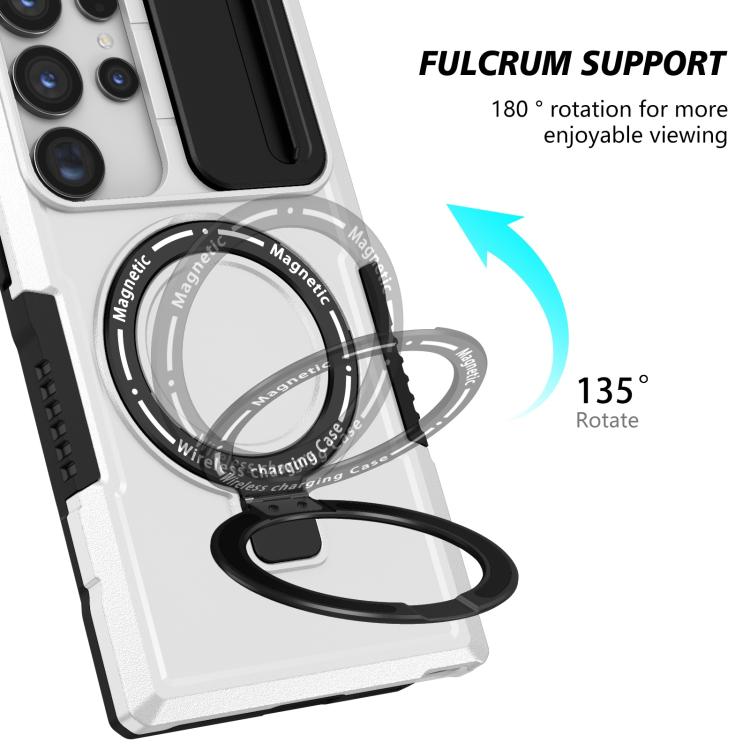 For Samsung Galaxy S24 Ultra 5G Sliding Camshield MagSafe Holder TPU Hybrid PC Phone Case