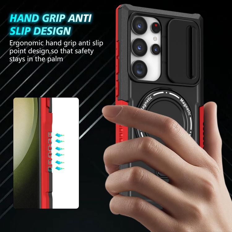 For Samsung Galaxy S24 Ultra 5G Sliding Camshield MagSafe Holder TPU Hybrid PC Phone Case