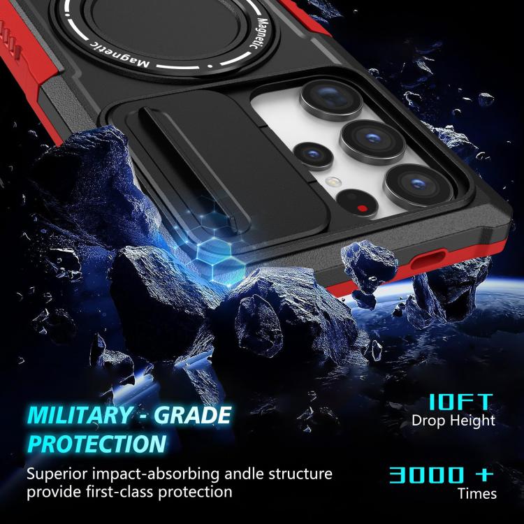 For Samsung Galaxy S24 Ultra 5G Sliding Camshield MagSafe Holder TPU Hybrid PC Phone Case