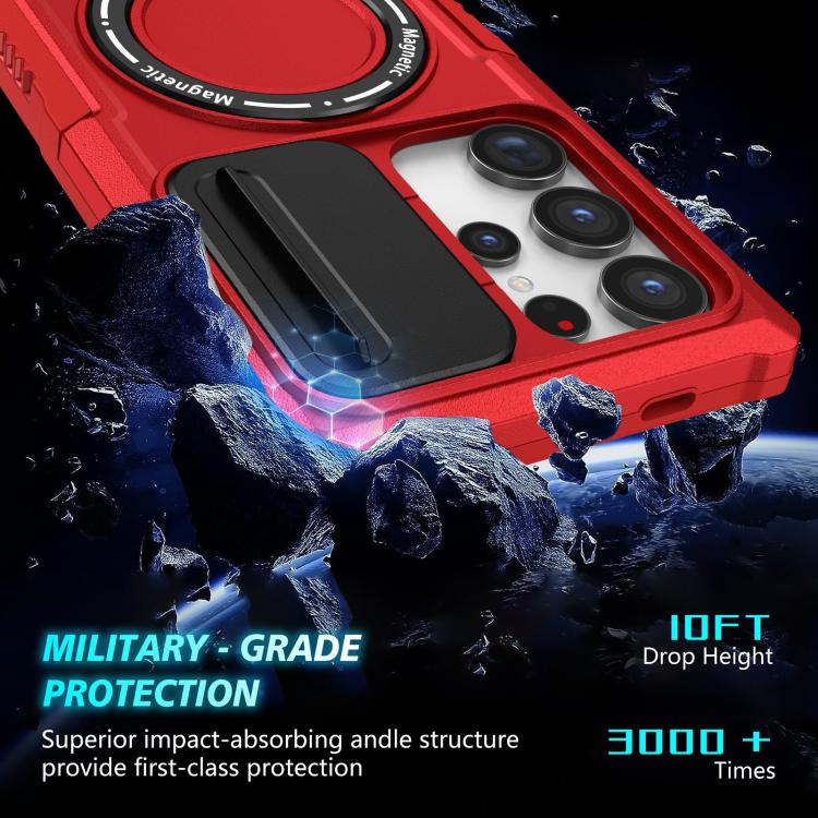 For Samsung Galaxy S24 Ultra 5G Sliding Camshield MagSafe Holder TPU Hybrid PC Phone Case