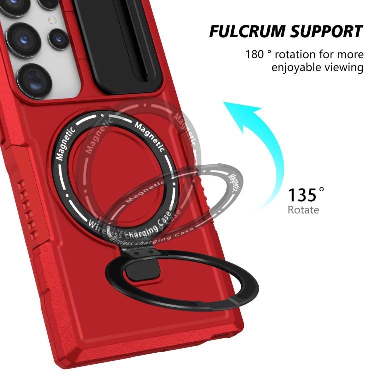 For Samsung Galaxy S24 Ultra 5G Sliding Camshield MagSafe Holder TPU Hybrid PC Phone Case