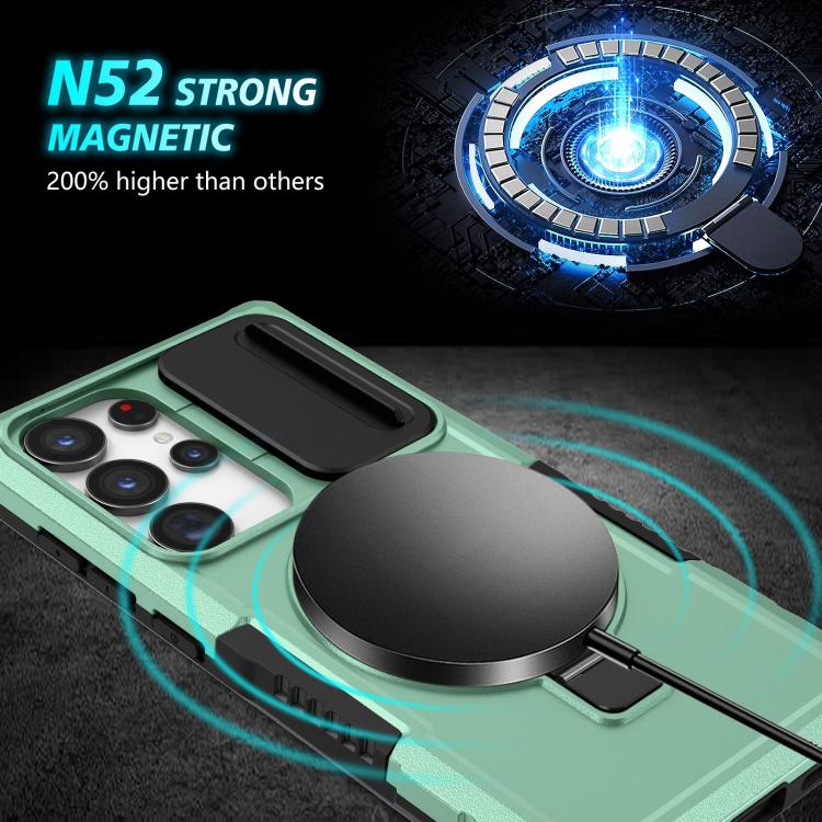 For Samsung Galaxy S24 Ultra 5G Sliding Camshield MagSafe Holder TPU Hybrid PC Phone Case