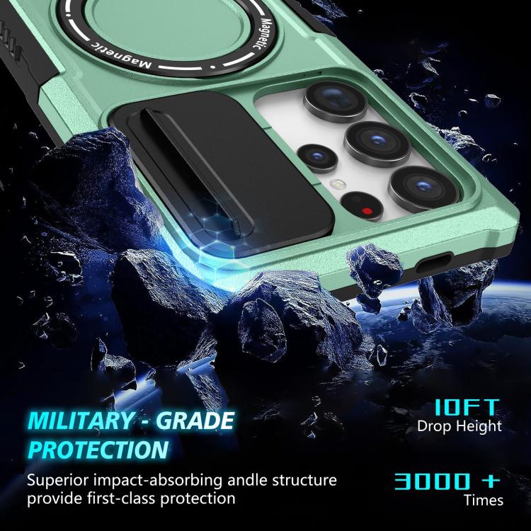 For Samsung Galaxy S24 Ultra 5G Sliding Camshield MagSafe Holder TPU Hybrid PC Phone Case