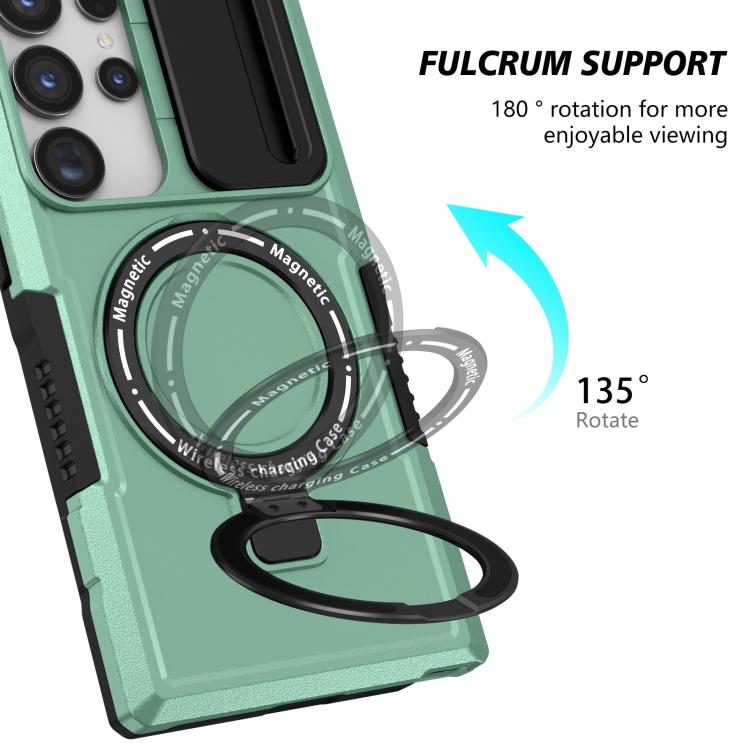 For Samsung Galaxy S24 Ultra 5G Sliding Camshield MagSafe Holder TPU Hybrid PC Phone Case
