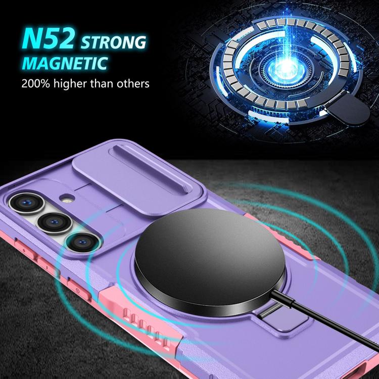 For Samsung Galaxy S24 5G Sliding Camshield MagSafe Holder TPU Hybrid PC Phone Case