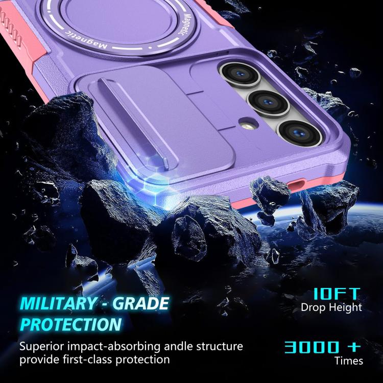 For Samsung Galaxy S24 5G Sliding Camshield MagSafe Holder TPU Hybrid PC Phone Case