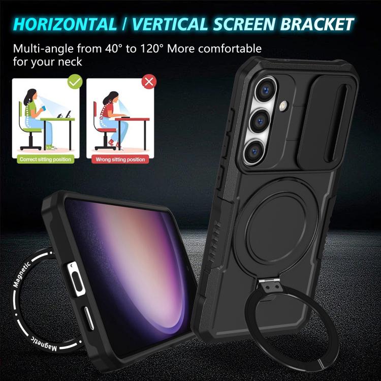 For Samsung Galaxy S24 5G Sliding Camshield MagSafe Holder TPU Hybrid PC Phone Case