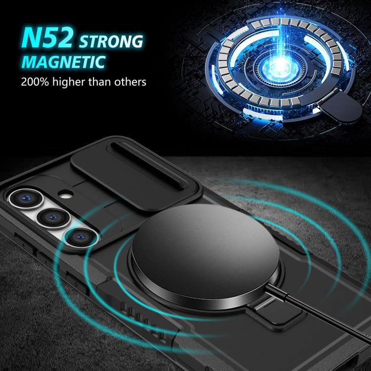 For Samsung Galaxy S24 5G Sliding Camshield MagSafe Holder TPU Hybrid PC Phone Case
