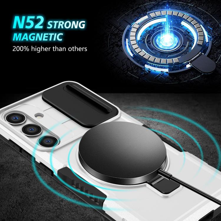 For Samsung Galaxy S24 5G Sliding Camshield MagSafe Holder TPU Hybrid PC Phone Case