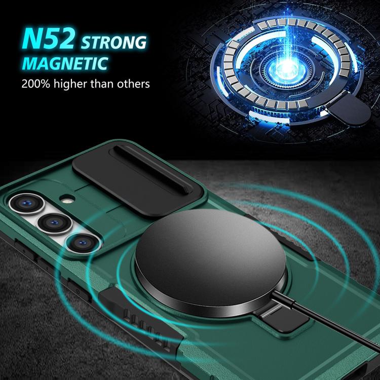 For Samsung Galaxy S24 5G Sliding Camshield MagSafe Holder TPU Hybrid PC Phone Case