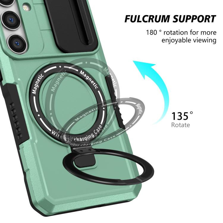 For Samsung Galaxy S24 5G Sliding Camshield MagSafe Holder TPU Hybrid PC Phone Case