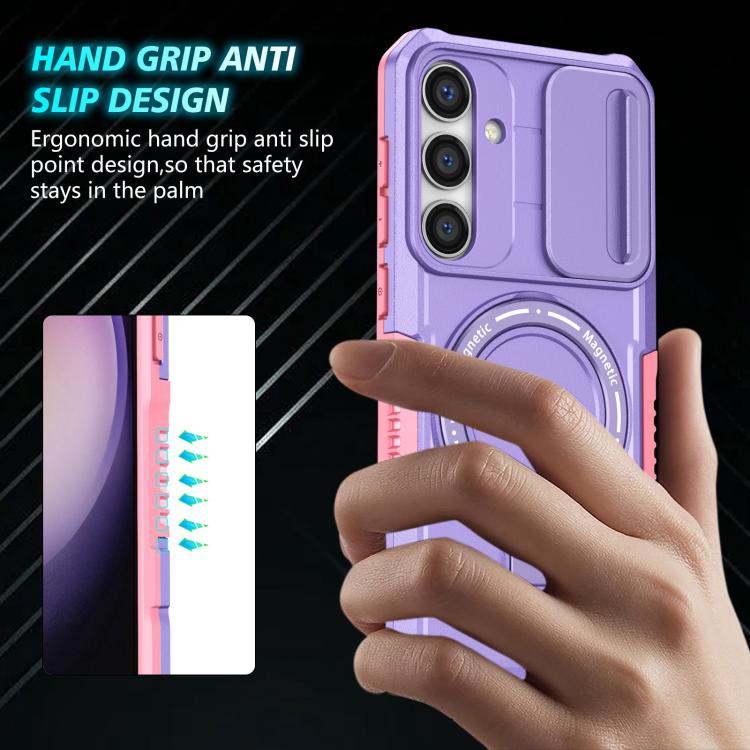 For Samsung Galaxy S24 FE 5G Sliding Camshield MagSafe Holder TPU Hybrid PC Phone Case