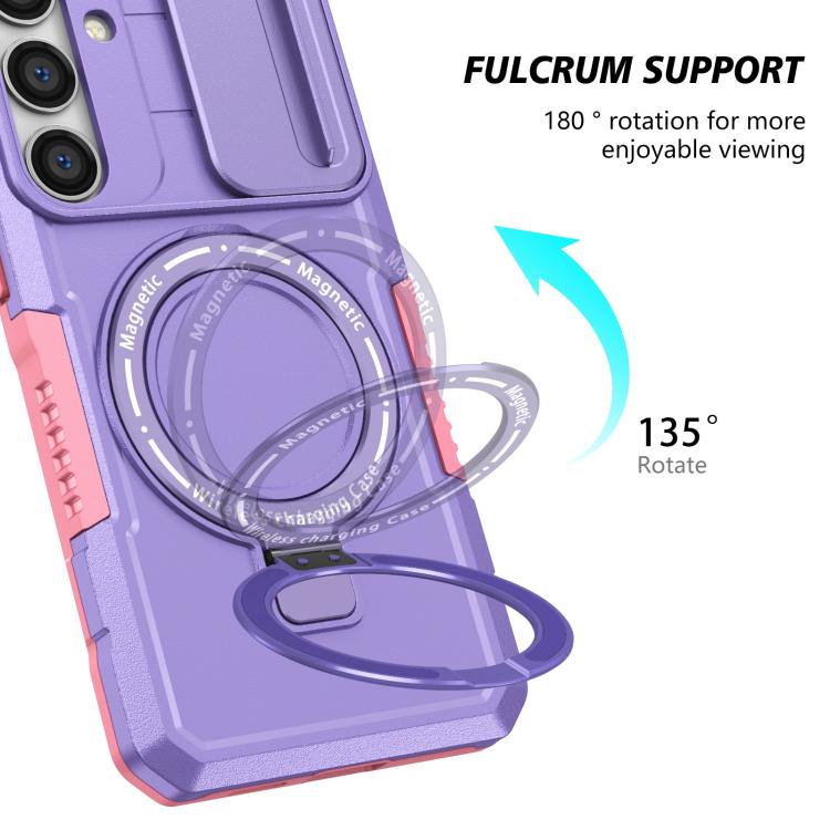 For Samsung Galaxy S24 FE 5G Sliding Camshield MagSafe Holder TPU Hybrid PC Phone Case