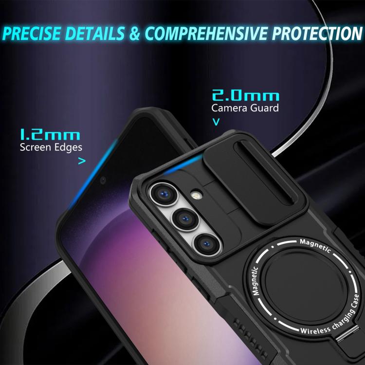For Samsung Galaxy S24 FE 5G Sliding Camshield MagSafe Holder TPU Hybrid PC Phone Case