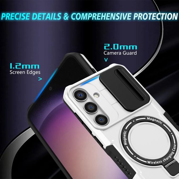For Samsung Galaxy S24 FE 5G Sliding Camshield MagSafe Holder TPU Hybrid PC Phone Case