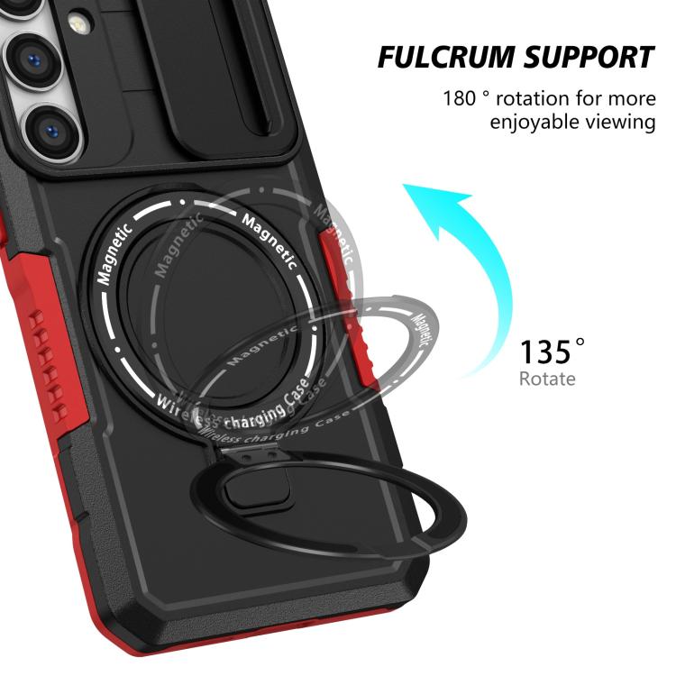For Samsung Galaxy S24 FE 5G Sliding Camshield MagSafe Holder TPU Hybrid PC Phone Case