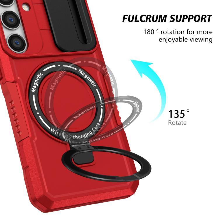 For Samsung Galaxy S24 FE 5G Sliding Camshield MagSafe Holder TPU Hybrid PC Phone Case
