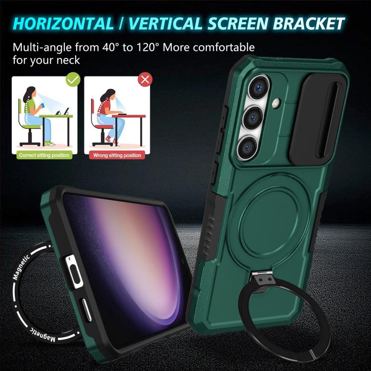 For Samsung Galaxy S24 FE 5G Sliding Camshield MagSafe Holder TPU Hybrid PC Phone Case
