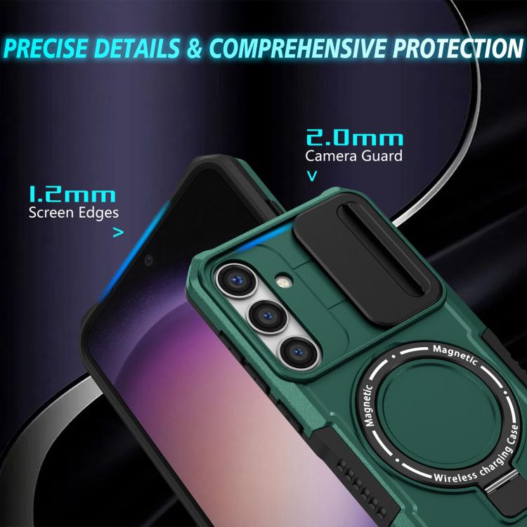 For Samsung Galaxy S24 FE 5G Sliding Camshield MagSafe Holder TPU Hybrid PC Phone Case