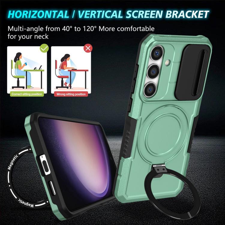 For Samsung Galaxy S24 FE 5G Sliding Camshield MagSafe Holder TPU Hybrid PC Phone Case