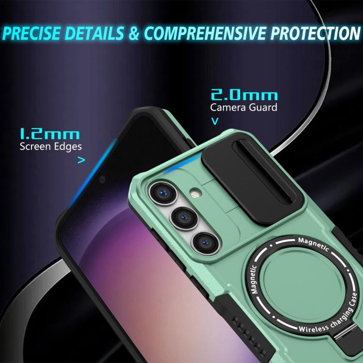 For Samsung Galaxy S24 FE 5G Sliding Camshield MagSafe Holder TPU Hybrid PC Phone Case