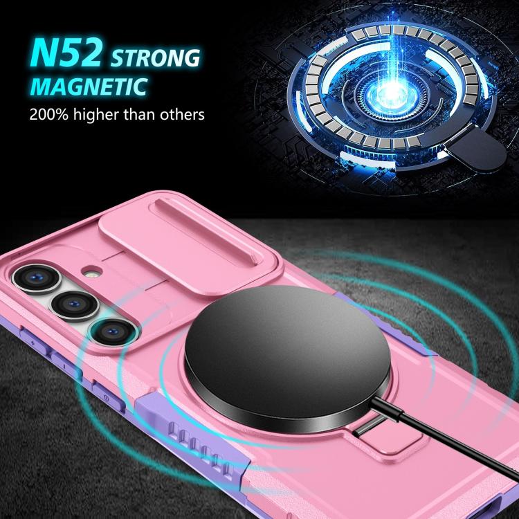 For Samsung Galaxy S24 FE 5G Sliding Camshield MagSafe Holder TPU Hybrid PC Phone Case