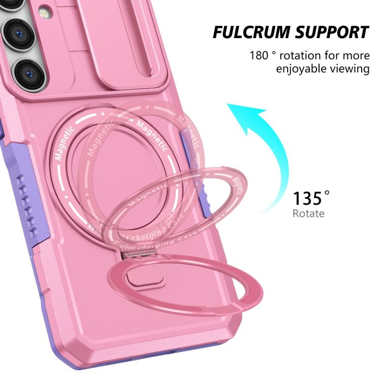 For Samsung Galaxy S24 FE 5G Sliding Camshield MagSafe Holder TPU Hybrid PC Phone Case