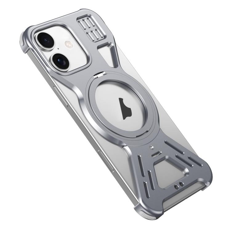 For iPhone 16 Armor 360 Holder Frameless Alloy MagSafe Phone Case