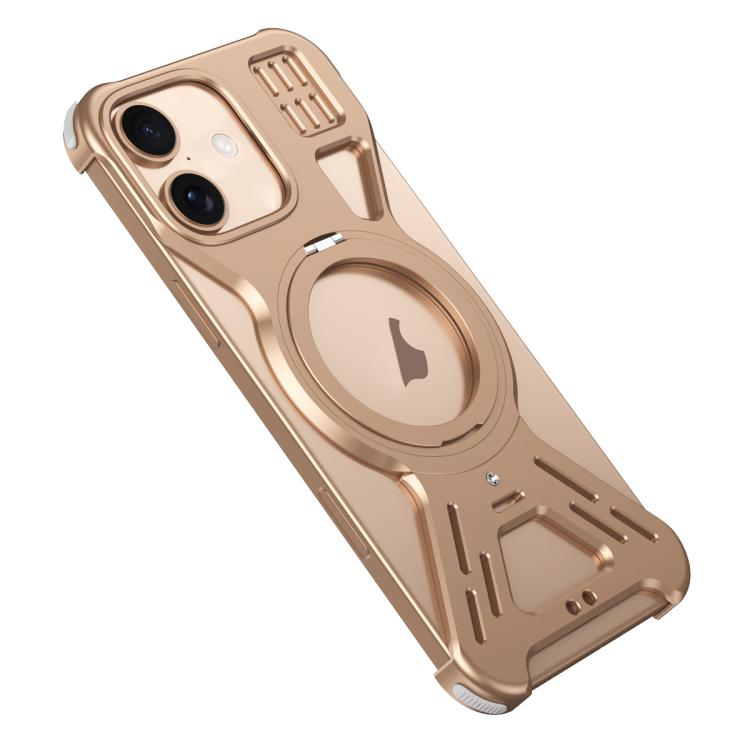 For iPhone 16 Armor 360 Holder Frameless Alloy MagSafe Phone Case