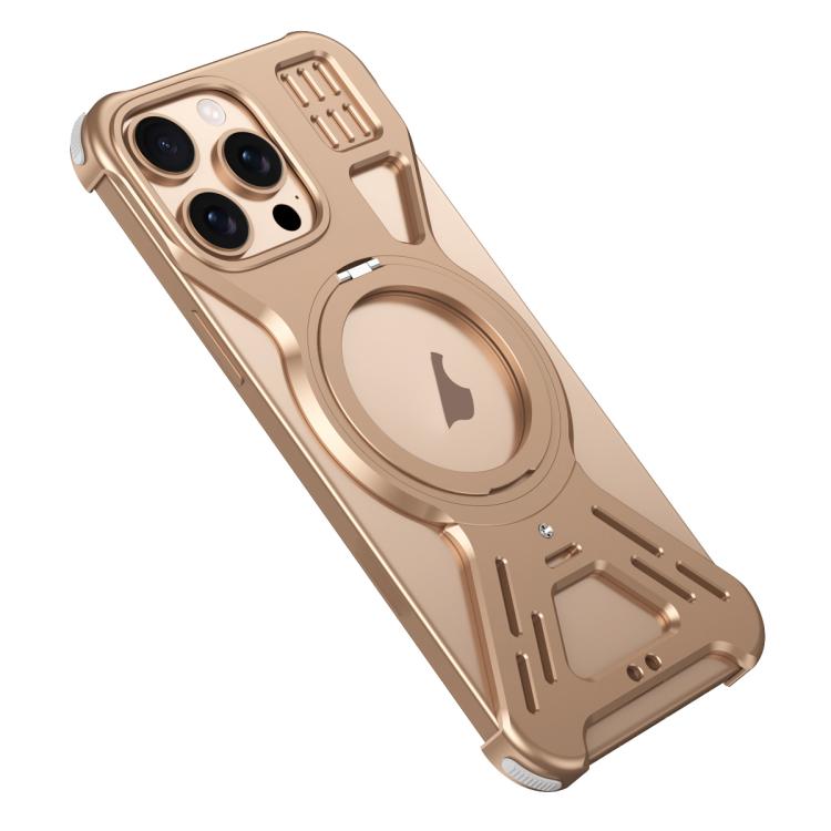 For iPhone 15 Pro Max Armor 360 Holder Frameless Alloy MagSafe Phone Case