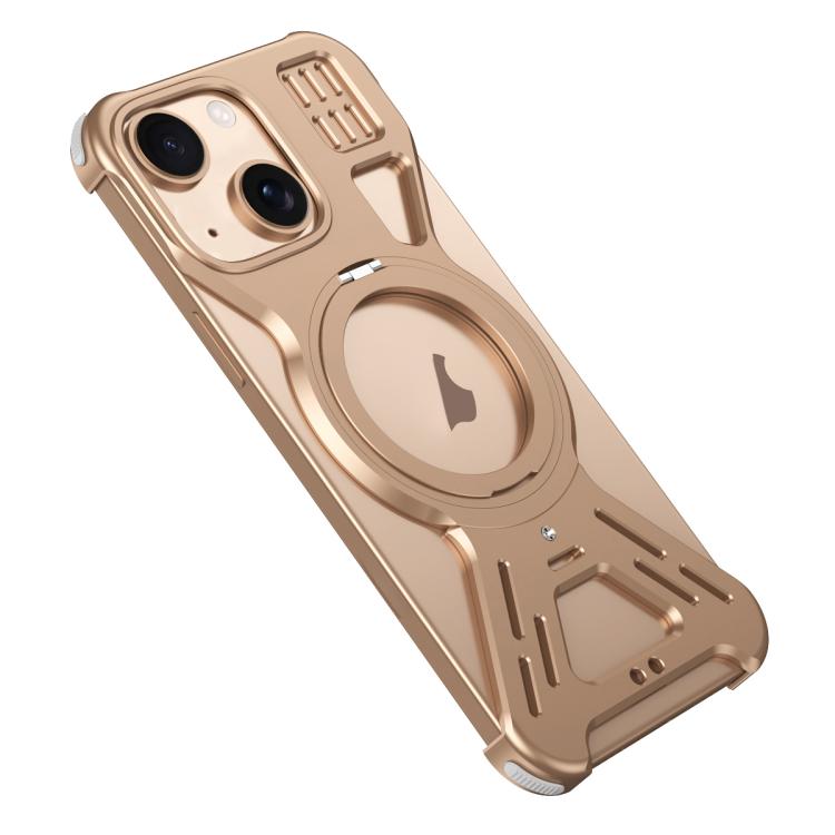 For iPhone 15 Armor 360 Holder Frameless Alloy MagSafe Phone Case
