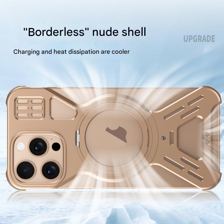 For iPhone 15 Pro Armor 360 Holder Frameless Alloy MagSafe Phone Case
