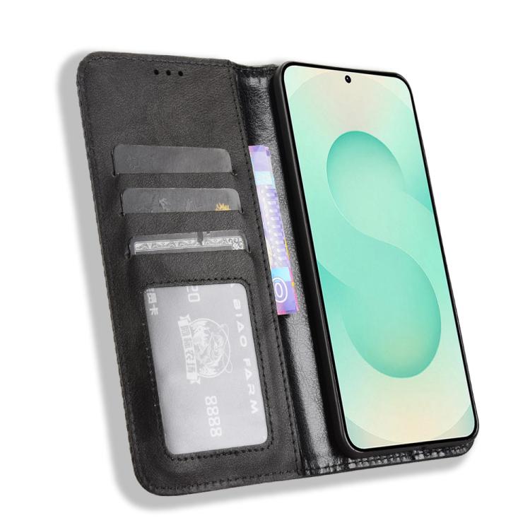 For Samsung Galaxy S25 Edge 5G Magnetic Buckle Retro Texture Leather Phone Case