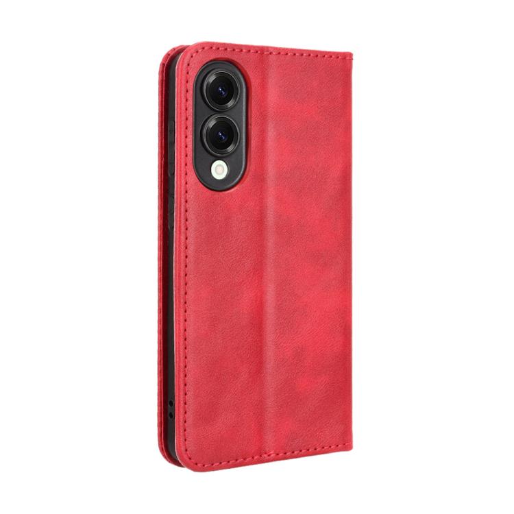 For Samsung Galaxy S25 Edge 5G Magnetic Buckle Retro Texture Leather Phone Case