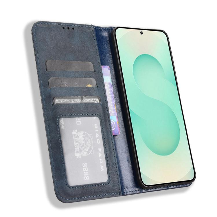 For Samsung Galaxy S25 Edge 5G Magnetic Buckle Retro Texture Leather Phone Case