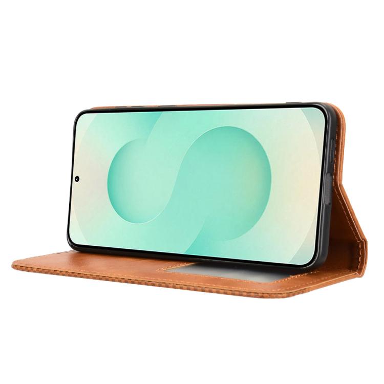 For Samsung Galaxy S25 Edge 5G Magnetic Buckle Retro Texture Leather Phone Case