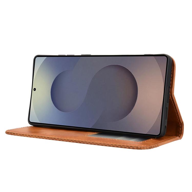For Samsung Galaxy S25 Ultra 5G Magnetic Buckle Retro Texture Leather Phone Case