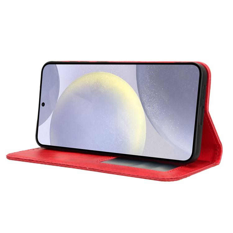 For Samsung Galaxy S25 5G Magnetic Buckle Retro Texture Leather Phone Case