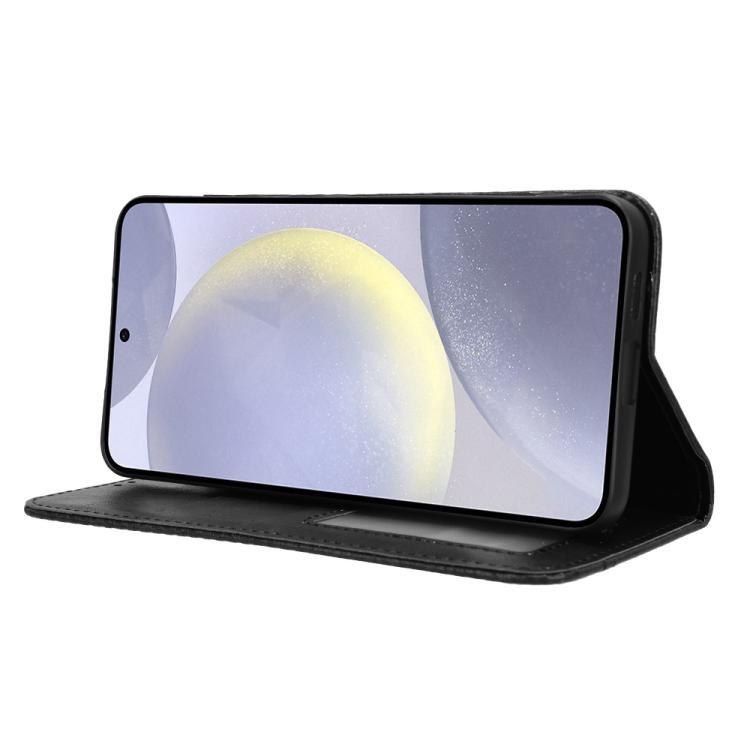 For Samsung Galaxy S25 FE 5G Magnetic Buckle Retro Texture Leather Phone Case