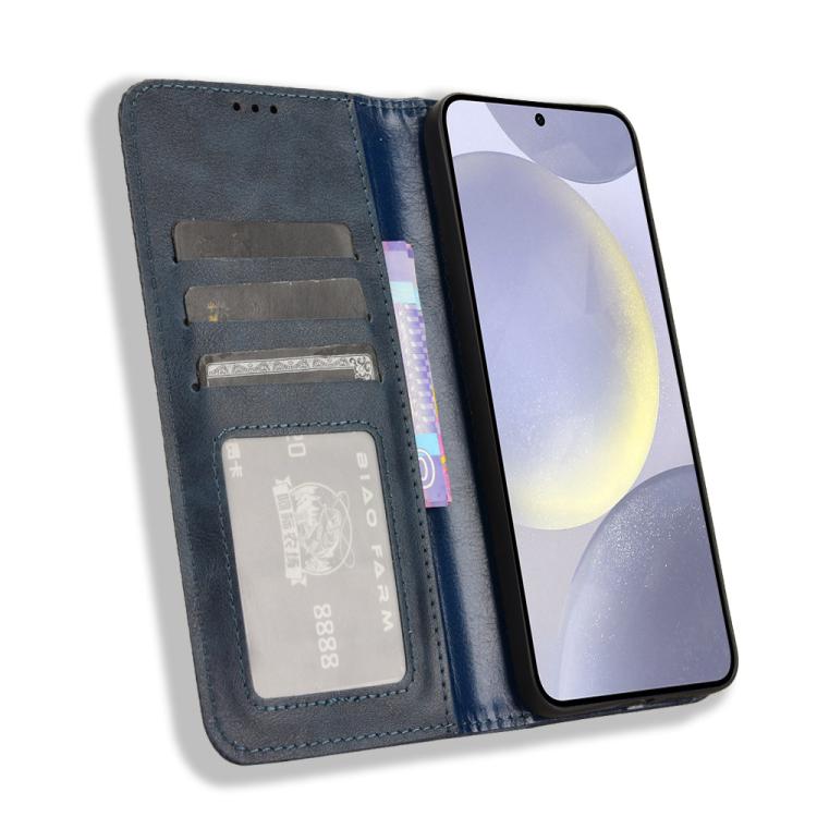 For Samsung Galaxy S25 FE 5G Magnetic Buckle Retro Texture Leather Phone Case