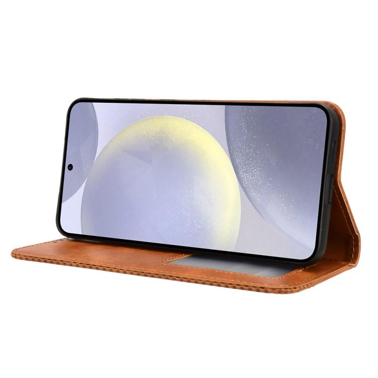 For Samsung Galaxy S25 FE 5G Magnetic Buckle Retro Texture Leather Phone Case