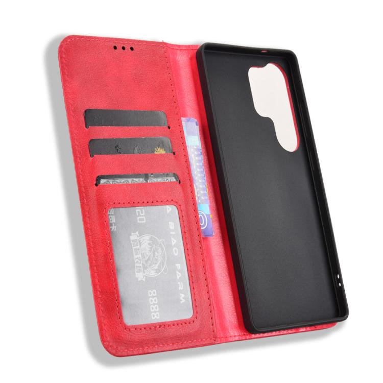 For Samsung Galaxy S26 Ultra 5G Magnetic Buckle Retro Texture Leather Phone Case