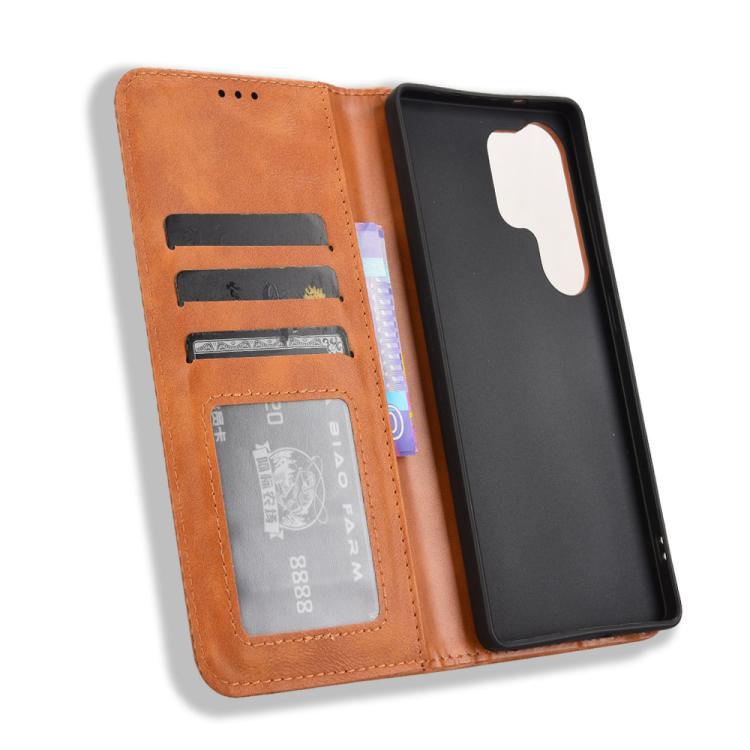 For Samsung Galaxy S26 Ultra 5G Magnetic Buckle Retro Texture Leather Phone Case